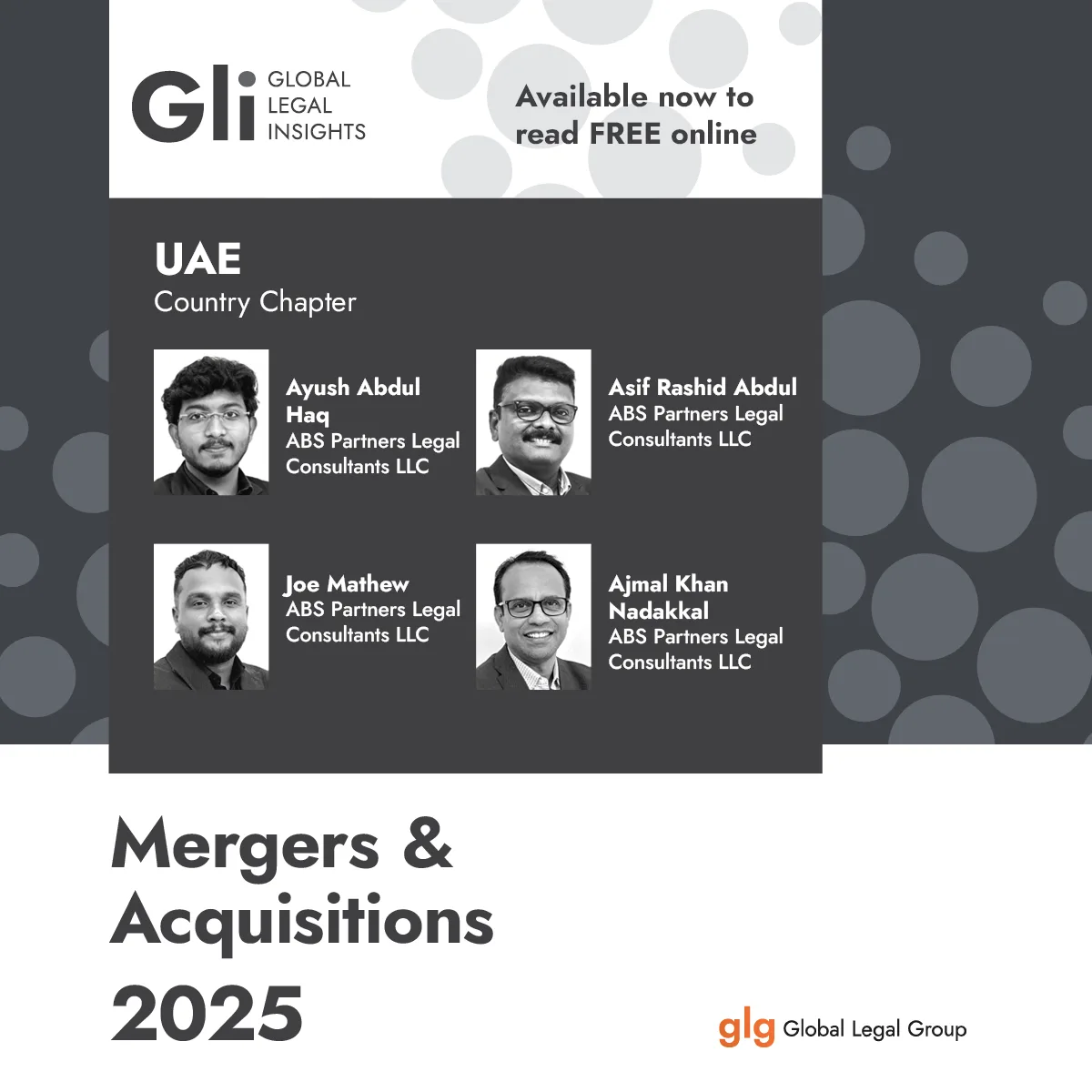 ABS Partners authors featured in Global Legal Insights Mergers & Acquisitions 2025 UAE chapter discussing M&A legal developments and regulatory reforms.