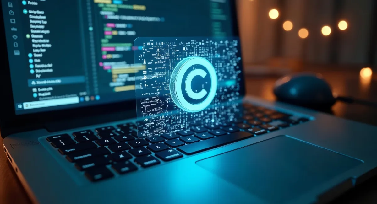 Software copyright in India with digital code and copyright symbol